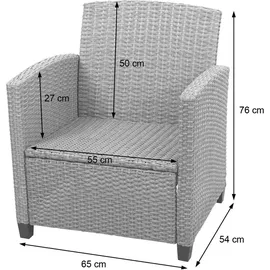 Mendler XXL Poly-Rattan Garnitur HWC-F10, Balkon-/Garten-/Lounge-Set Sitzgruppe, Sofa Sessel mit Kissen Spun Poly - grau-braun