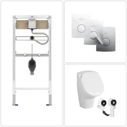 BB Urinal mit Urinaldeckel & VILLEROY&BOCH Zubehör, verschiedene Farben