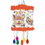 ALMACENESADAN 9969 Pinata Vignette "Happy Birthday", mit 6 Bändern, Maße: 20 x 30 cm