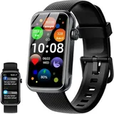 Smartwatch für Damen und Herren, 1,47 Zoll HD Smartwatch, 110+ Sportmodi Smart Watch mit Schlaf/SpO2/24H Herzfrequenzmesser, wasserdicht IP68 - Schwarz