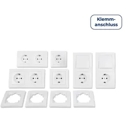 Schalter und Steckdosen Set McPower Flair ''Standard Profi'', 20-teilig, Klemmanschluss
