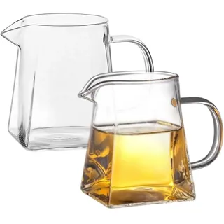 2pcs Glas Teekessel, 350 ml verdickte hitzebeständige klare Glas-Teekanne für Herd mit Griff, Bleifrei, Mikrowellen- und Geschirrspüler, Safe, Kabelnware
