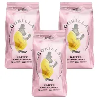 Gorilla Kaffee Joerges Kaffee Entkoffeiniert 3x1kg Bohnen Kaffeebohnen, 3 x 1000 g, Intensität von 5/10