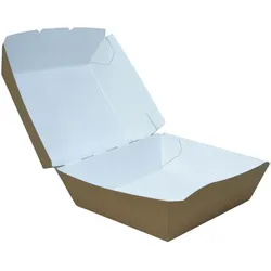 emissimo Take Away Kraft Burger Box, Burgerboxen, Burgers, fettbeständig - Braun 3,5x12,5x7,5cm  250 Stück