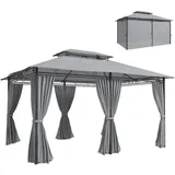 ComfortXL Gartenpavillon, Dunkelgrau, Metall, 300x280x400 cm, Sonnen- & Sichtschutz, Pavillons & Pergolas, Pavillons