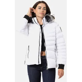 Cipo & Baxx Damen, Steppjacke Fell Kapuze, WM132 weiß, S - S