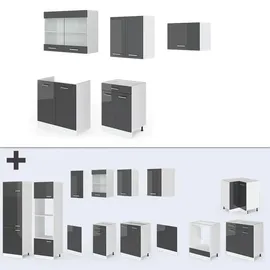 Vicco Küchenzeile R-Line, 200 cm ohne Arbeitsplatte Anthrazit Hochglanz/Weiß, & Küchenblöcke, Küchenzeilen Geräte