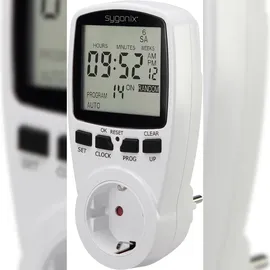 Sygonix 1625525 Steckdosen-Zeitschaltuhr digital Wochenprogramm 3680 W Timer-Funktion, START/STOPP-Funktion, Zufallsfunktion