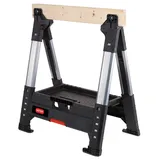 Keter ROC Lumber Jack 238271 professioneller Saegebock, Arbeitsbock hoehenverstellbar (78-99 cm) bis 1360kg belastbar, klappbar, 1 Stück Unterstellbock