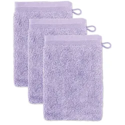 Waschhandschuh MÖVE "Superwuschel", lila, B:15cm L:20cm, Baumwolle, Waschlappen, Waschhandschuh Set mit Bordüre, 100% Premium Cotton Baumwolle, weich