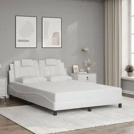 vidaXL Bettgestell mit LED Weiß 140x200 cm Kunstleder