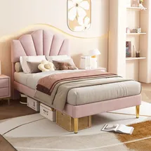 Flieks Polsterbett 90 x 200 cm Massivholz rosa
