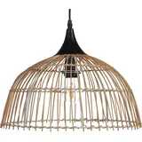 Beliani Hängeleuchte Natürlich Beige Rattan Geflochten mit Rundem Schirm Langem Kabel Boho Stil Rustikal für Esstisch Wohnzimmer Flur Wohnküche