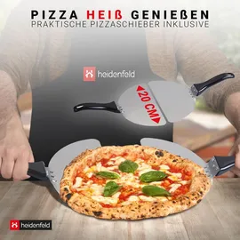 Heidenfeld elektrischer Pizzaofen Napoli, 1200 Watt, 400°, Sichtfenster, Pizzastein (Schwarz)