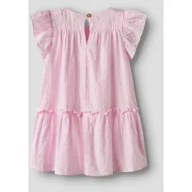 NAME IT Spitzenkleid "NMFDETINES SS DRESS", Mädchen, Gr. 122, N-Gr, rosa (pirouette), Spitze, Obermaterial: 100% Baumwolle, Jacquardmuster, A-Linie Midi, eckiger Ausschnitt, Flügelärmel Rüschen, Kleider