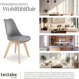 Tectake Esszimmerstuhl Frederikke Textil grau 6er Set