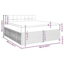 vidaXL Boxspringbett mit Matratze Schwarz 180x200 cm Samt