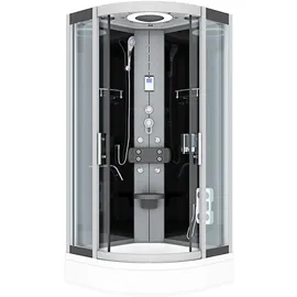 AcquaVapore Komplettdusche mit Schiebetür 100 x 225 cm Schwarz Sicherheitsglas D58-63T0