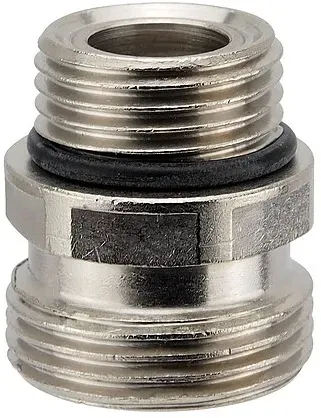 Ersatz-Adapter (kurz) für Ventil-Einsatz - Messing vernickelt - 1/2'' AG selbstdichtend x 3/4'' AG Eurokonus