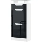 Vladon Schuhschrank, Schwarz Hochglanz, 46x104x23 cm, Garderobe, Schuhaufbewahrung, Schuhschränke