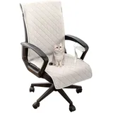 HonunG wasserdichte Bürostuhl Bezug mit Elastischen Riemen Anti-Rutsch Stuhlhussen Bezug,Abnehmbare für Bürostuhl Stuhlhussen für Haustiere, Katzen, Hunde (Beige,Groß)