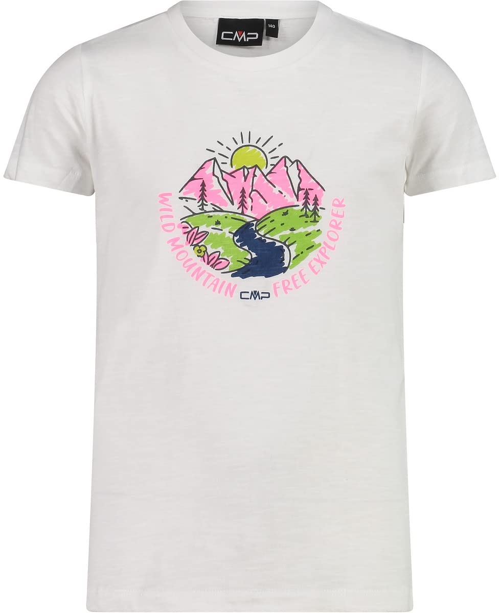 CMP - Kinder-T-Shirts, Weiß-Rosa Fluo, 128