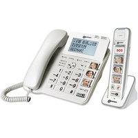 Geemarc Amplidect 295 Combi Photo - Festnetztelefon mit Verstärker und zusätzlichem Mobilteil mit großen, anpassbaren Fototasten für Senioren - Geringer bis mittlerer Hörverlust - Version DE