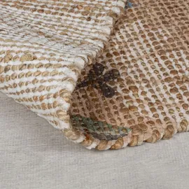 KADIMA DESIGN Juteteppich mit floralem Muster, handgewebt, naturfarben - "Jed". 60x230 cm Kadima Design
