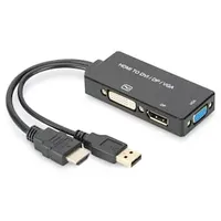 Digitus HDMI Konverterkabel, HDMI - DP+DVI+VGA St-Bu/Bu/Bu, 0,2m