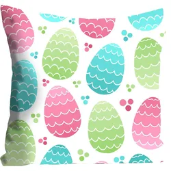Dekokissen QUEENCE "Eggs", bunt (bunt, bedruckt), B:40cm L:40cm, Polyester, Dekokissen_Sitzkissen_Kissenhüllen, mit bunten Ostereiern