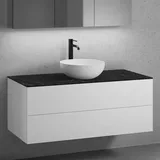 neoro n50 Unterschrank B: 120 cm mit 2 Auszügen, Waschtisch Ø 40 cm weiß matt, B: 120.5 BN0064WM+BN0424WM+BN0404C2