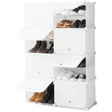 InnovaGoods® Tragbares modulares Schuhregal, 10 Module, 18 Fächer für 36 Paare, inklusive Kleiderstange und Belüftungsöffnungen, werkzeugfreie Montage, Schuhschrank für Ankleidezimmer, Badezimmer usw.