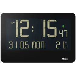 Braun BC 14   schwarz Quarz Wanduhr digital