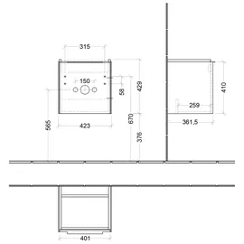 Villeroy & Boch Subway 3.0 Waschtischunterschrank, 1 Tür, C58200VE,
