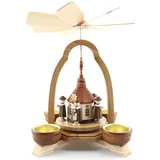 Thomas Preißler | Traditionelle Erzgebirgische Pyramide | Weihnachtspyramide aus Holz | 18x18x23 cm | mit Seiffener Kirche