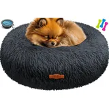 Lovpet LOVPET® Hundebett Hundekissen Katzenbett Bagel, Waschbar, Inkl. Napf + 3x Kauknochen, Hundesofa flauschig Kissen Rund aus Plüsch für Kleine, Mittelgroße & Große Hunde, Katzen