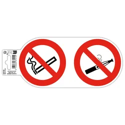 Exacompta 67015E Hinweisschild, Rauch- und Dampfverbot, PVC, selbstklebend und rutschfest, 10 cm - Rot