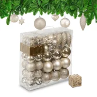 Relaxdays Weihnachtskugeln 110er Set, Kunststoff, Weihnachtsbaumdeko mit Kugeln &