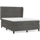 vidaXL Boxspringbett mit Matratze Dunkelgrau 140x200 cm Samt