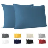 Dreamzie Kissenbezug 40x60 (Set mit 2) - 100% Jersey Baumwolle 150 g/qm Kissenbezüge -Blau - Für Kissen 40 x 60 cm - Kissenhülle - Kissenbezug - Resistent und Hypoallergen