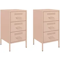 VidaXL Nachttische 2 Stk. Rosa 36x39x68 cm Stahl