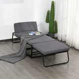 Homcom Gästebett klappbar 2in1 Hocker verstellbar Polyester Stahl Schaumstoff Grau 192x68x37cm Aosom