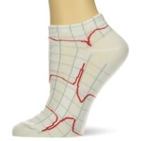 NCD Medical/Prestige Medical 377 Nurse's Fashion Socks, weiß, Herzschlag EKG