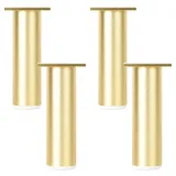 Möbelfüße Verstellbar, Möbelfüße Gold Möbelfüsse Aluminiumlegierung TV Schrank Füße Sofasfüße Couchtisch Beine, Eloxierte Oberfläche | Kunststoff-Pad, Ø38mm, 4× Tischfüße (100mm,Mattes Gold)