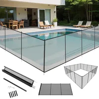 LZQ Poolzaun Kinder Sicherheitszaun Pool Schutzzaun Abnehmbar Gartenzaun Poolschutz Schwimmbadzaun Teichzaun Sichtschutz Zaun Outdoor mit Aluminiumrahmen Poolzaunnetz für Garten Terrasse, 362x136cm