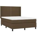 vidaXL Boxspringbett mit Matratze Dunkelbraun 140x200 cm Stoff