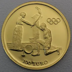 Goldmünze 100 Euro Fackellauf ? Übergabe 2004 Olympische Sommerspiele Athen 2004 (Griechenland)
