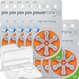 60x Varta Power One 13 Hörgerätebatterien 10x6er Blister PR48 Orange 24606 + Aufbewahrungsbox für 2 Hörgerätebatterien (10, 13, 312, 675), Batteriebox für 2 Knopfzellen bis 12 mm x 6 mm (Ø x H)