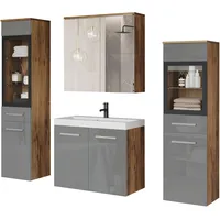 WELLTIME »MADRIT II, Schrank mit Waschbecken, 2 Hänger, Spiegelschrank«,