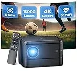 Mini Beamer,【Elektrischer Fokus】 A40 Tragbarer Projektor 4K, 18000Lumen Full HD 1080P WiFi Bluetooth Projektor, Trapezkorrektur, Beamer Handy, Heimkino Projektor für Telefon/Laptop/TV Stick/USB/HDMI